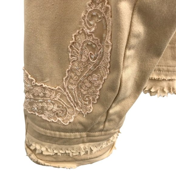 Bisou Bisou Michele Bohbot Women's Beige Long Sleeves Embellished Jacket Size 12 - Picture 6 of 8